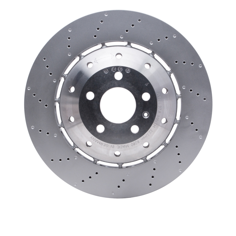 Audi R8 Brake Rotor (1) - Front - R1 Concepts - Drilled Carbon Alloy GeoMET - `08-`12